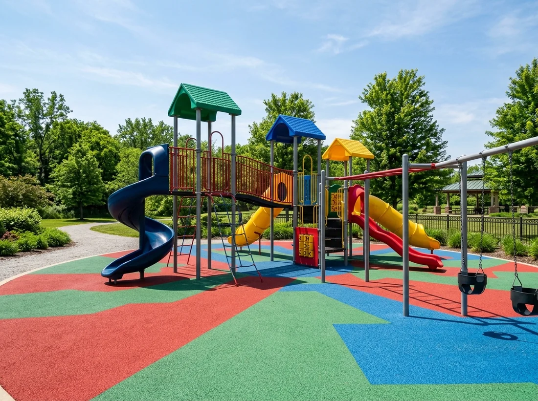 Playground colorido com piso de borracha Pisobor
