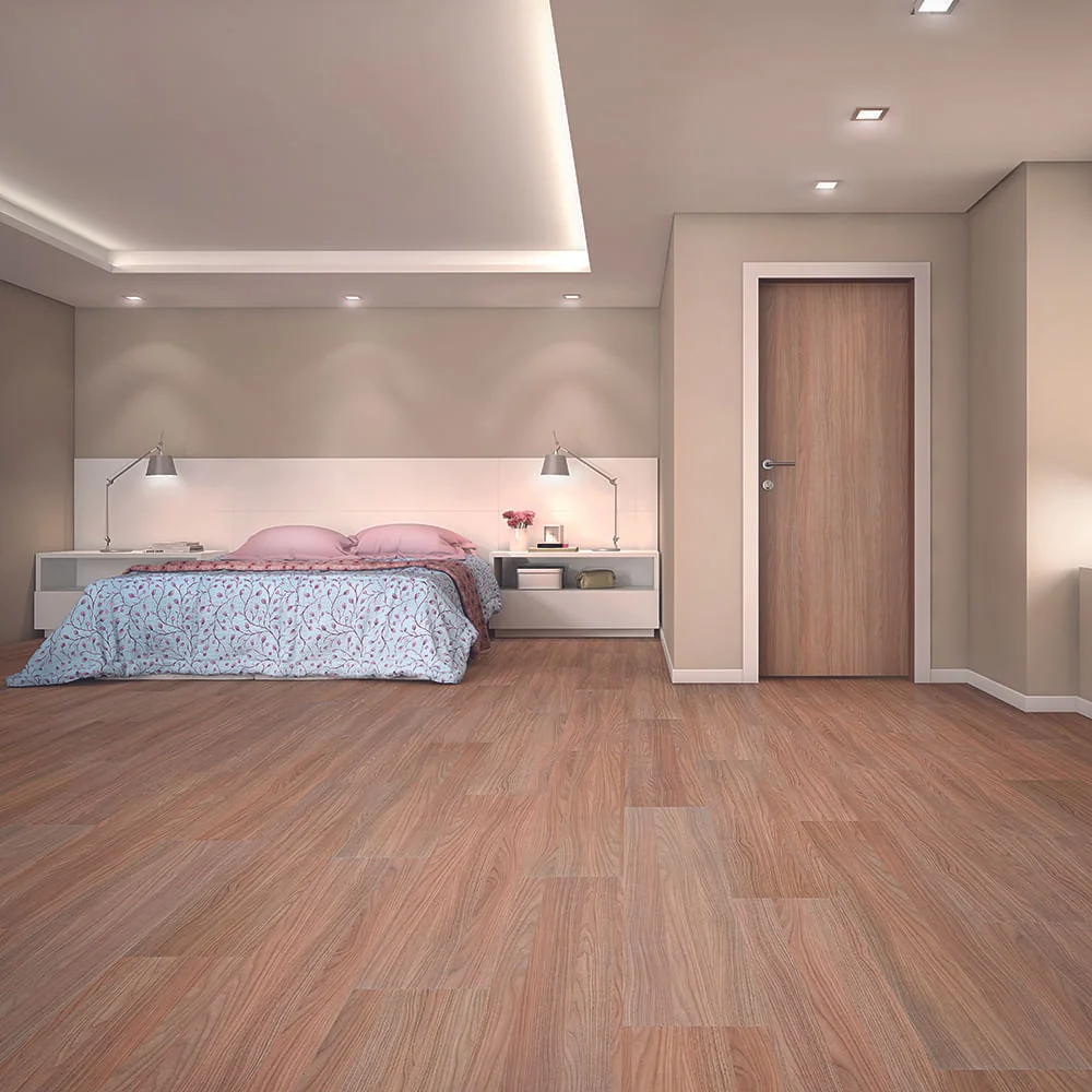 Ambiente com piso laminado Eucafloor tom médio