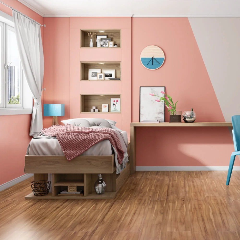 Quarto com piso laminado Eucafloor claro